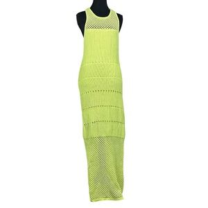Rachel Zoe Crochet Maxi Dress Lime Green Sleeveless Boho Festival Resort Small